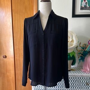 Express: Women's Black Button-Up Blouse
